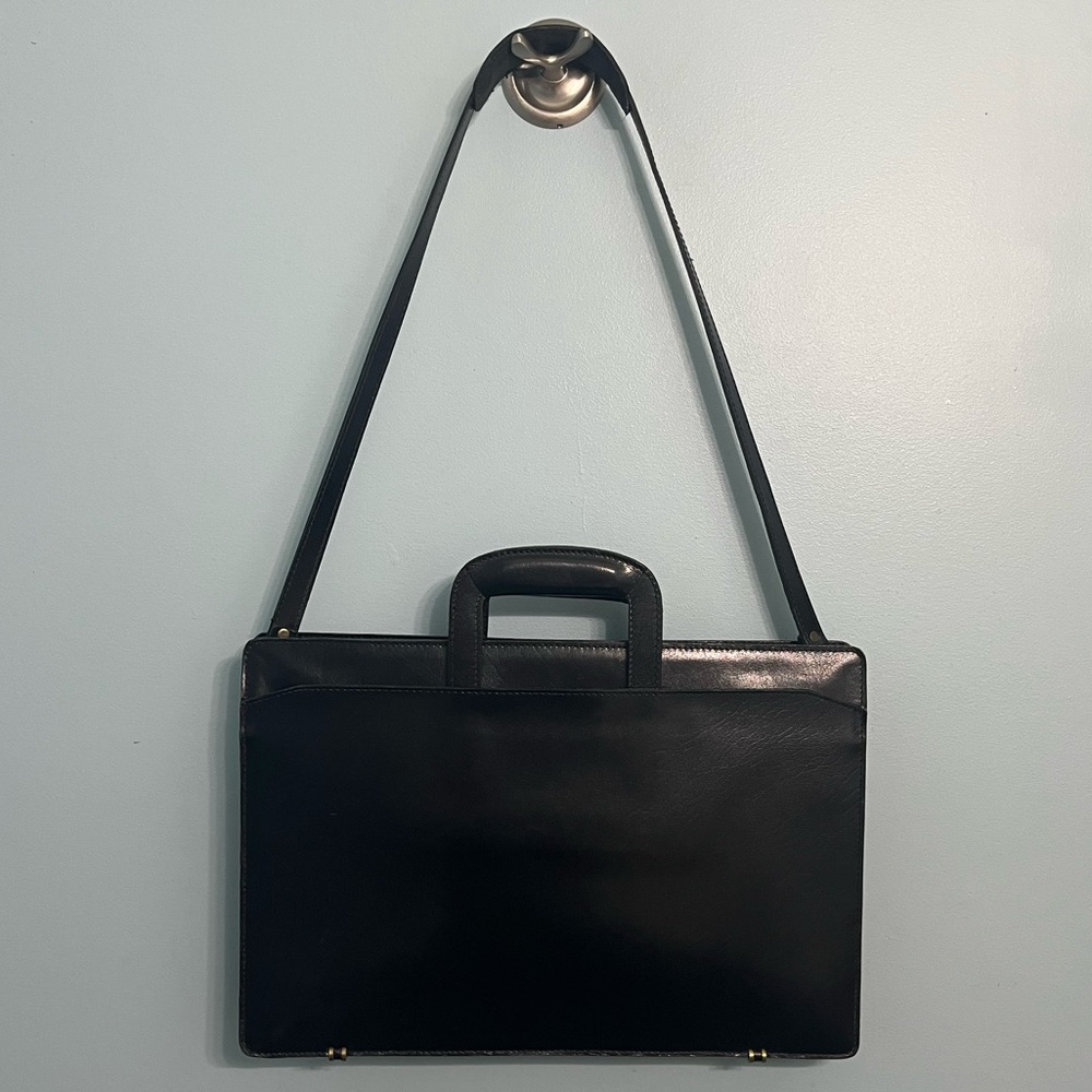 Vintage Handmade Black Patent Genuine Leather Portfolio Satchel/Briefcase - Picture 3 of 12
